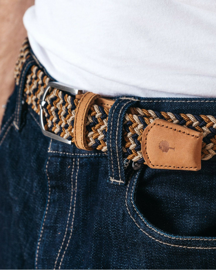 Ceinture bleu marine & beige