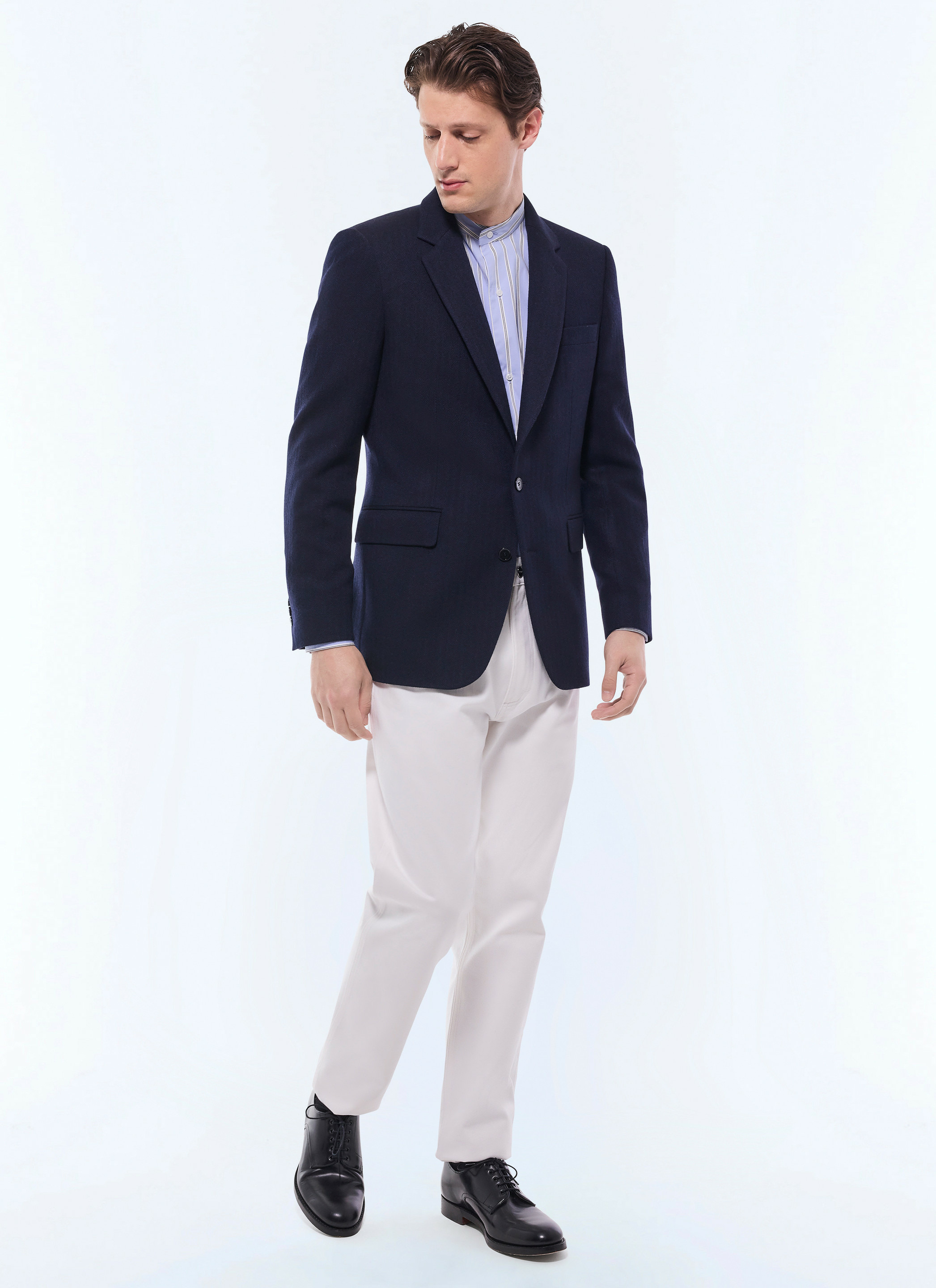 Blazer à chevrons en laine et cachemire