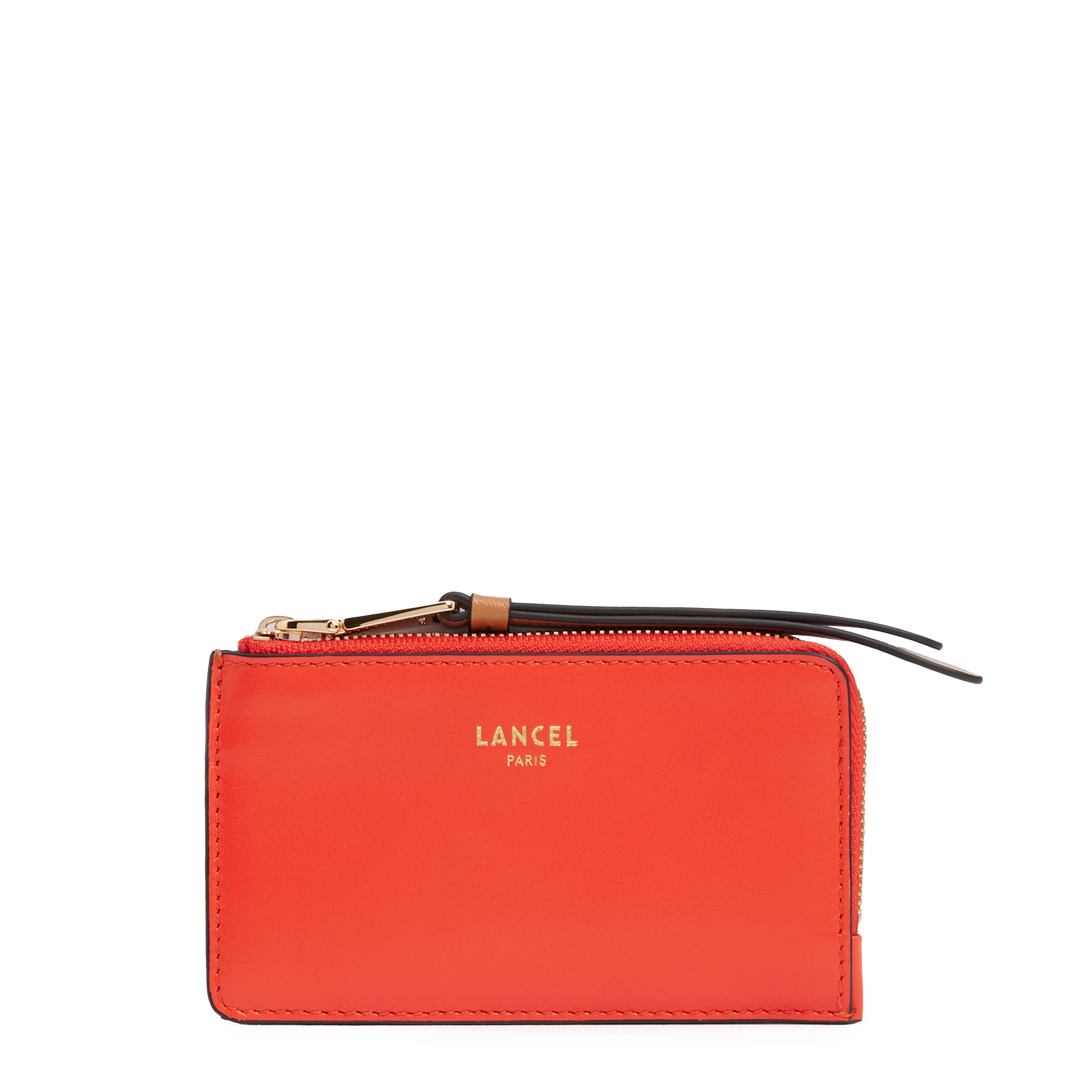 ORIGAMI DE LANCEL - PORTE-CARTES ZIPPE - ORANG/CAMEL