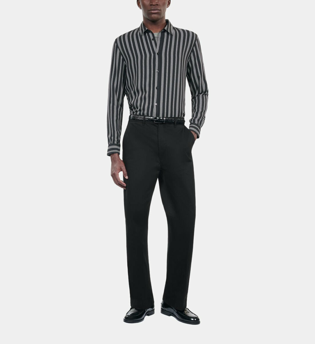 Pantalon Large En Coton Noir Homme