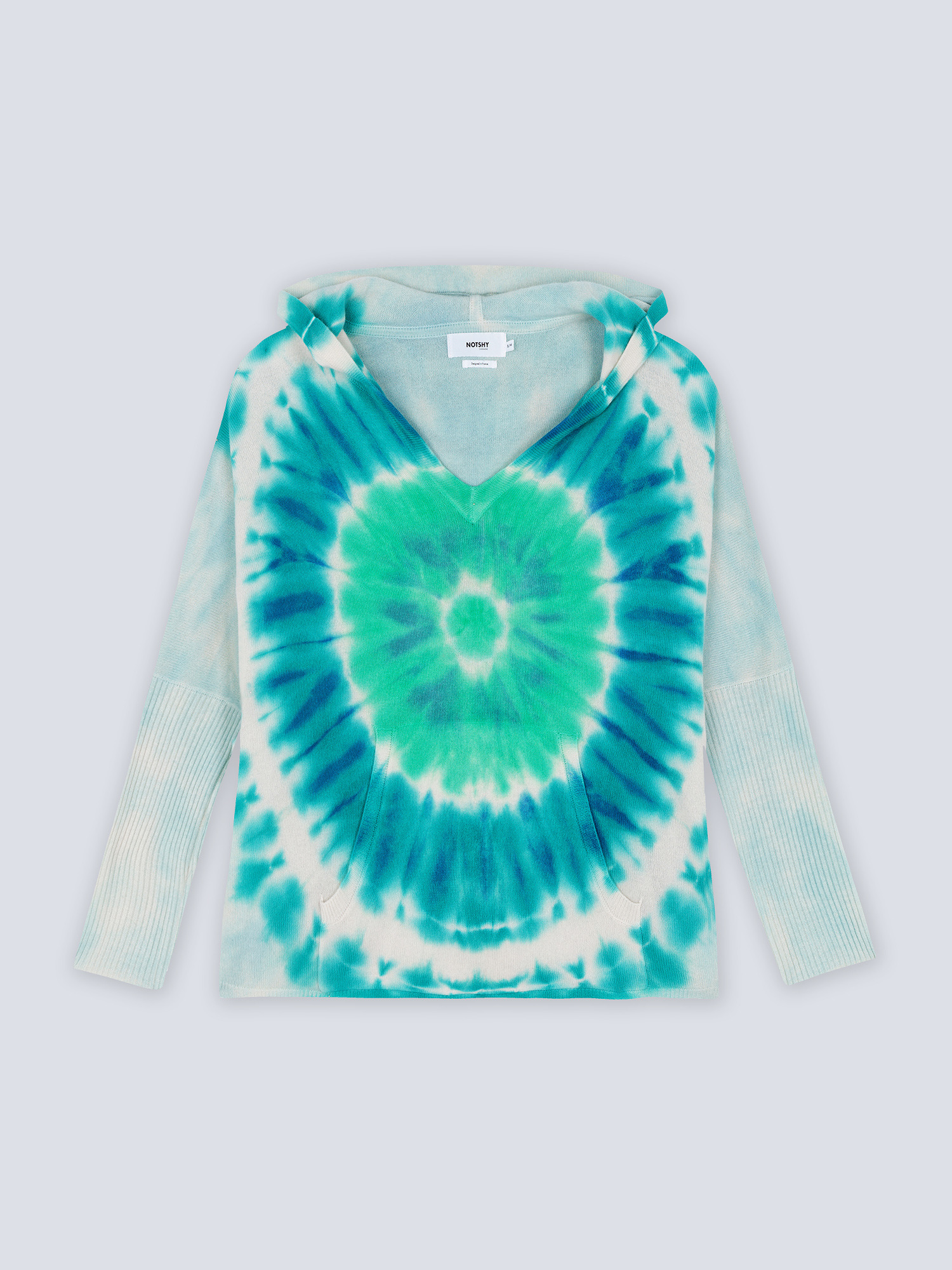 Pull poncho capuche cachemire tie & dye Canyon CELADON_ATOLL