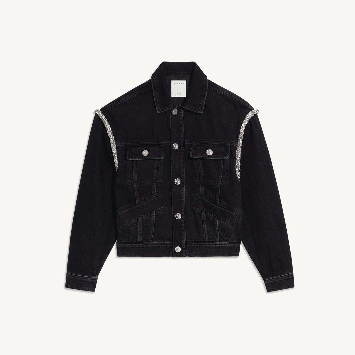 Veste en jean oversize strassée