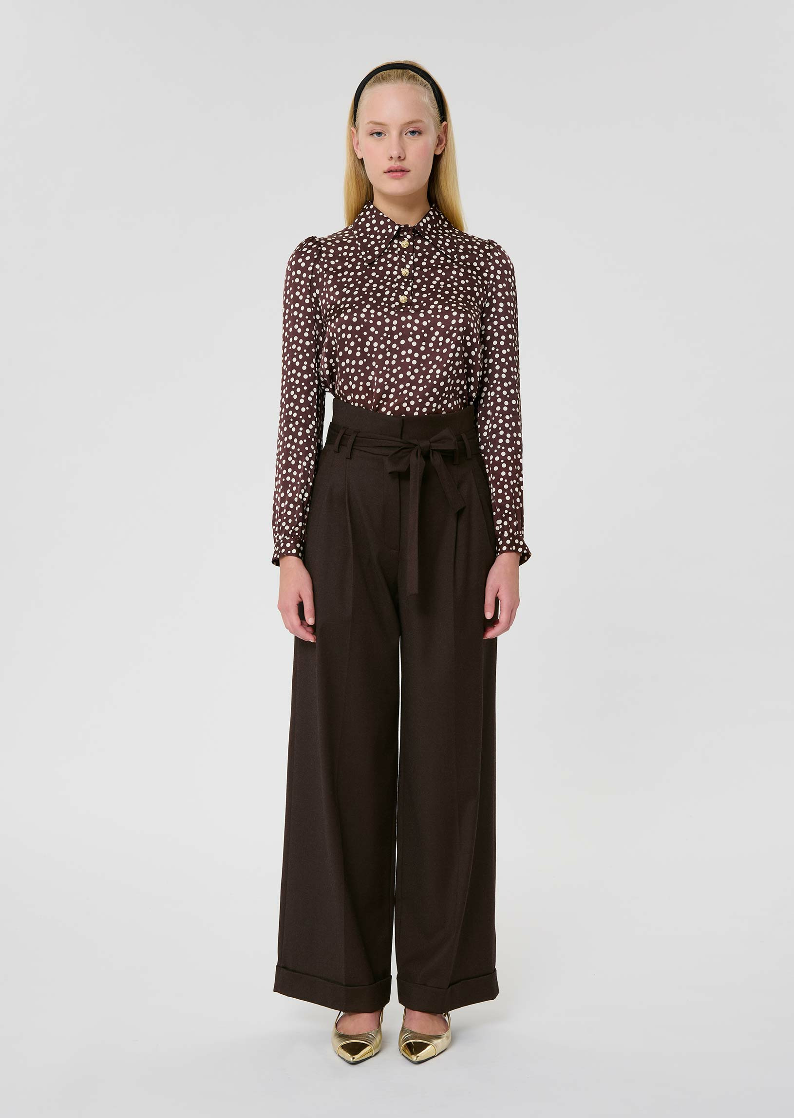Pantalon Pia-Chocolat en Laine Vierge
