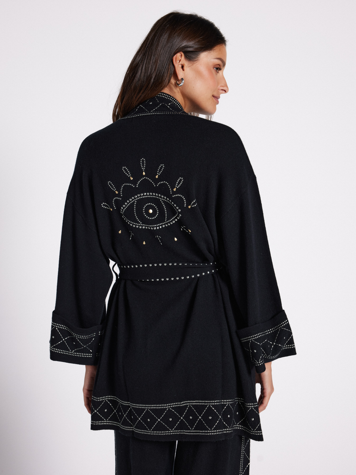 Cardigan à clous laine et cachemire Skylar NOIR