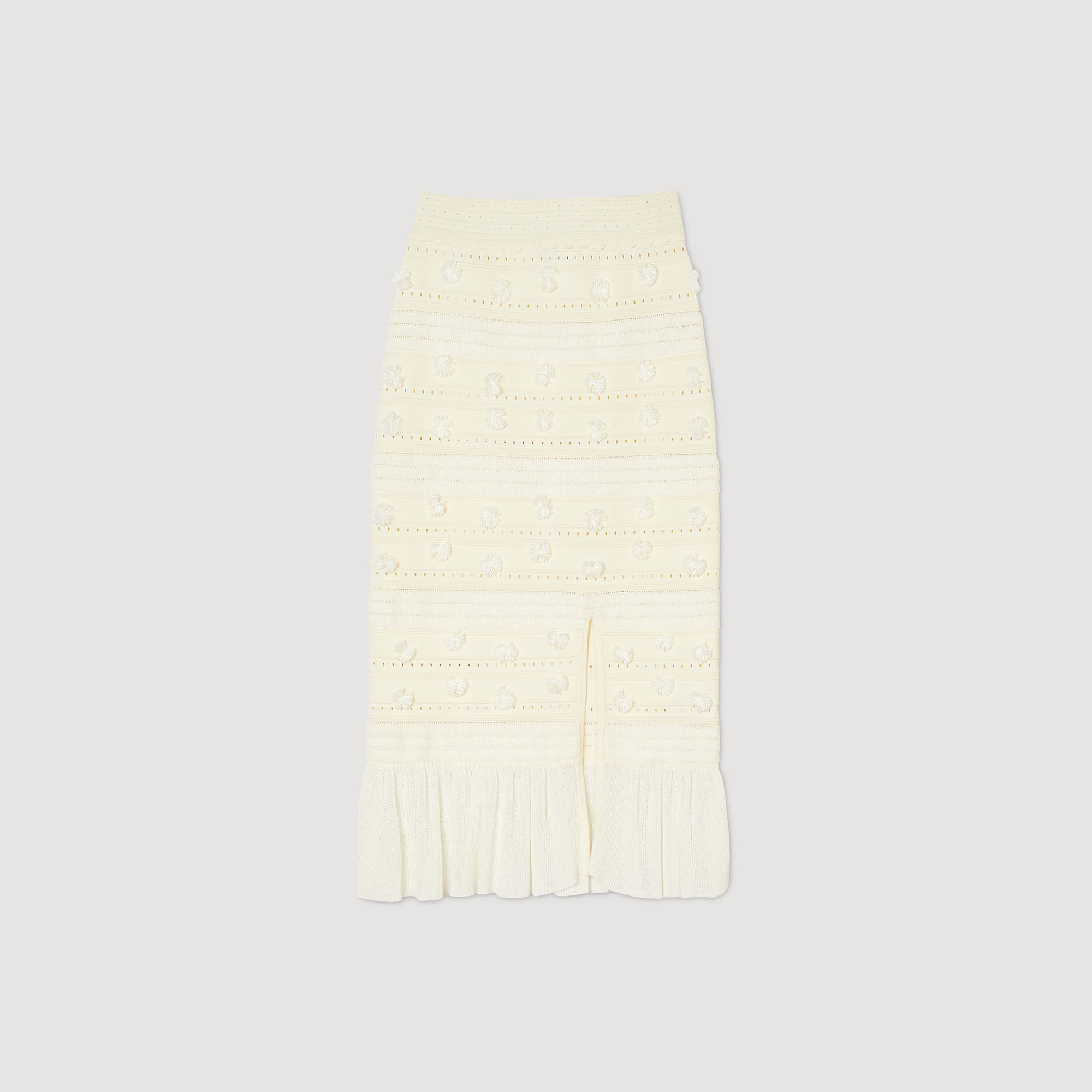 Jupe midi en maille ajourée