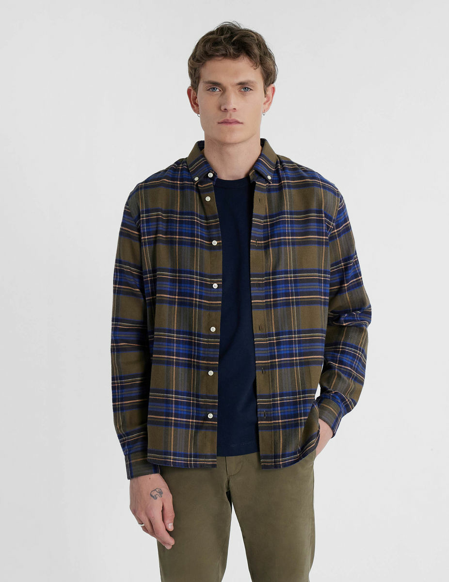 Chemise Gaspard à carreaux kaki