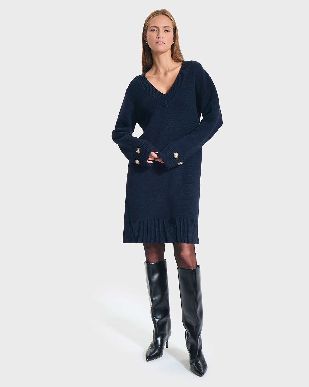 Robe Maille Rigatoni Nocturne en Laine