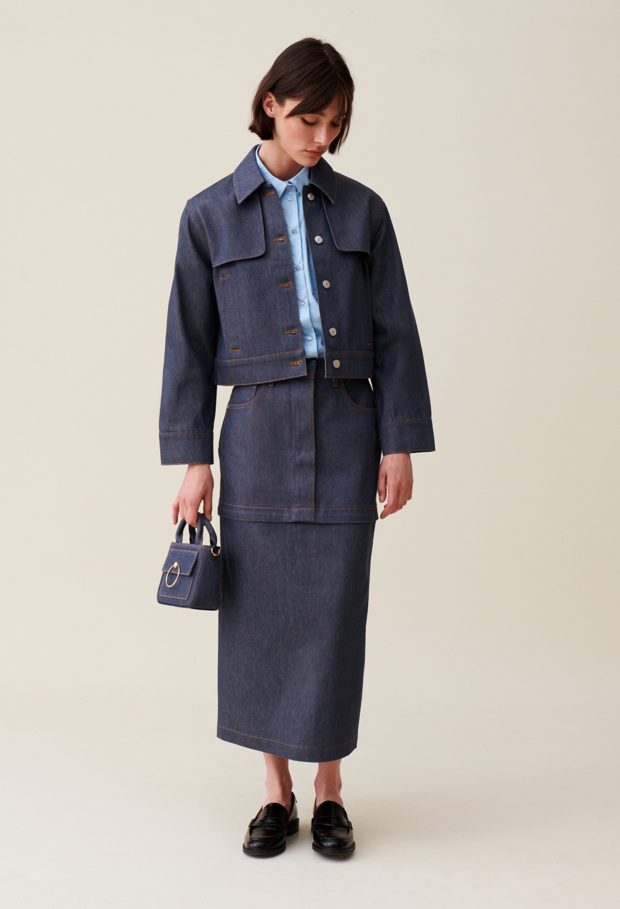 Veste denim foncé large