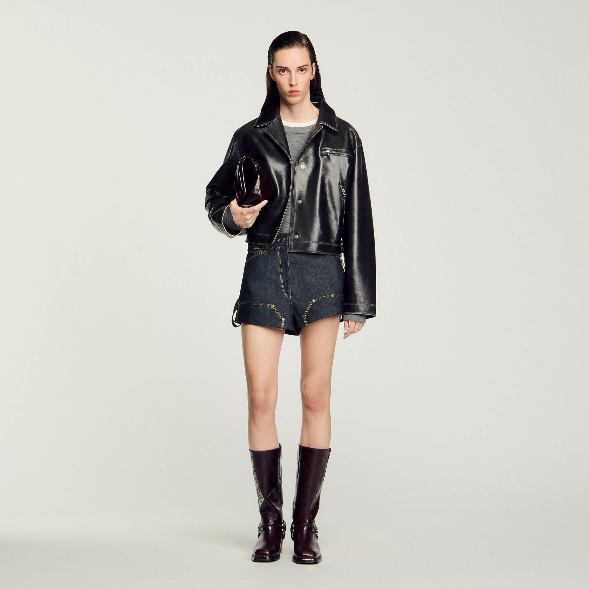 Blouson en cuir vieilli