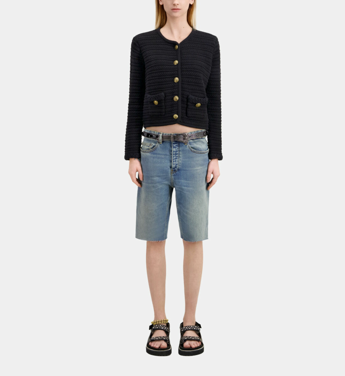 Cardigan Boutonne Detail De Tresse Femme