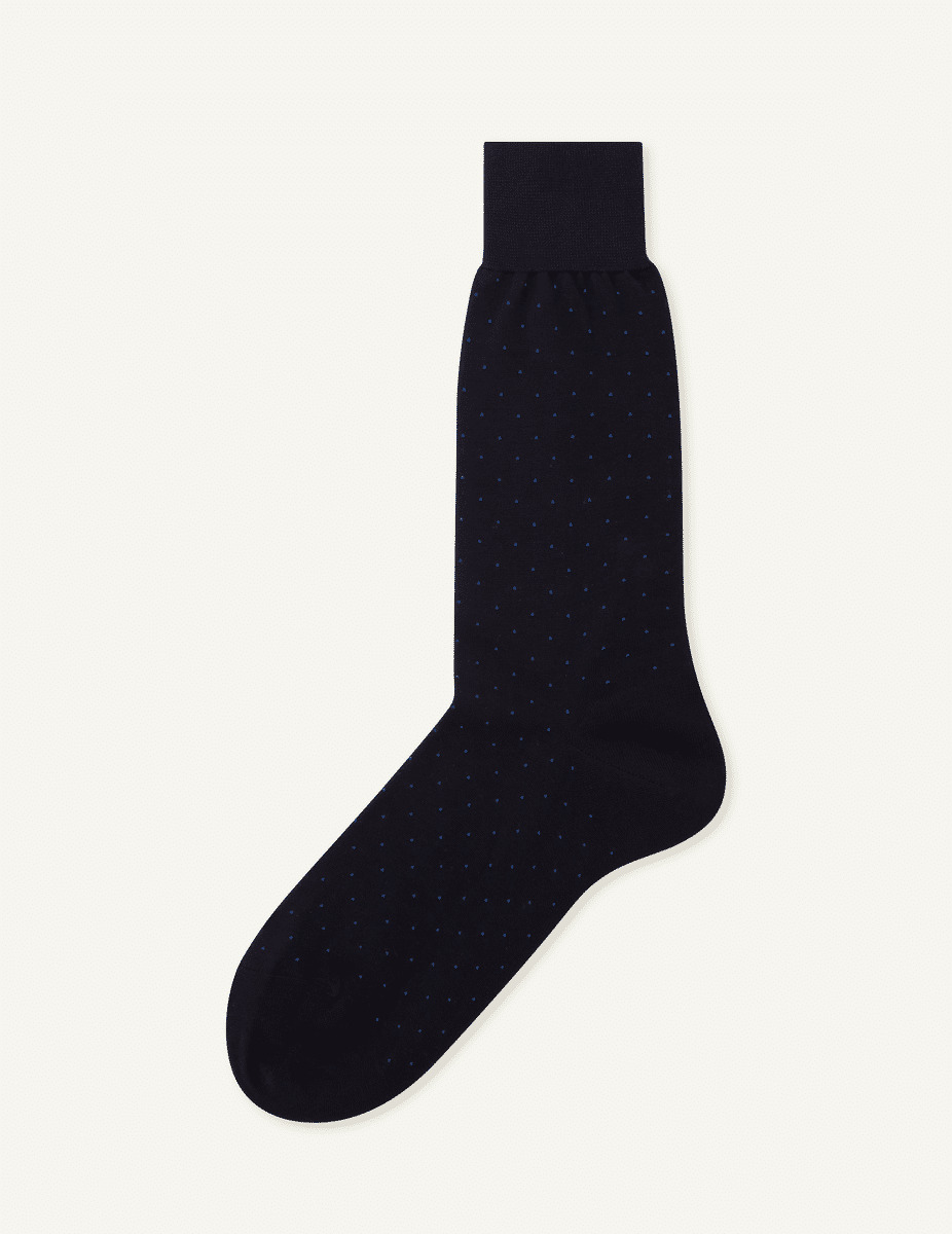 Chaussettes courtes à pois en fil d'Ecosse noir