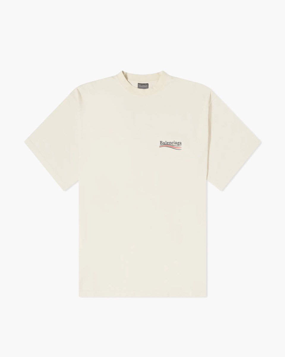 Balenciaga T-Shirt Political Campaign Brodé Crème