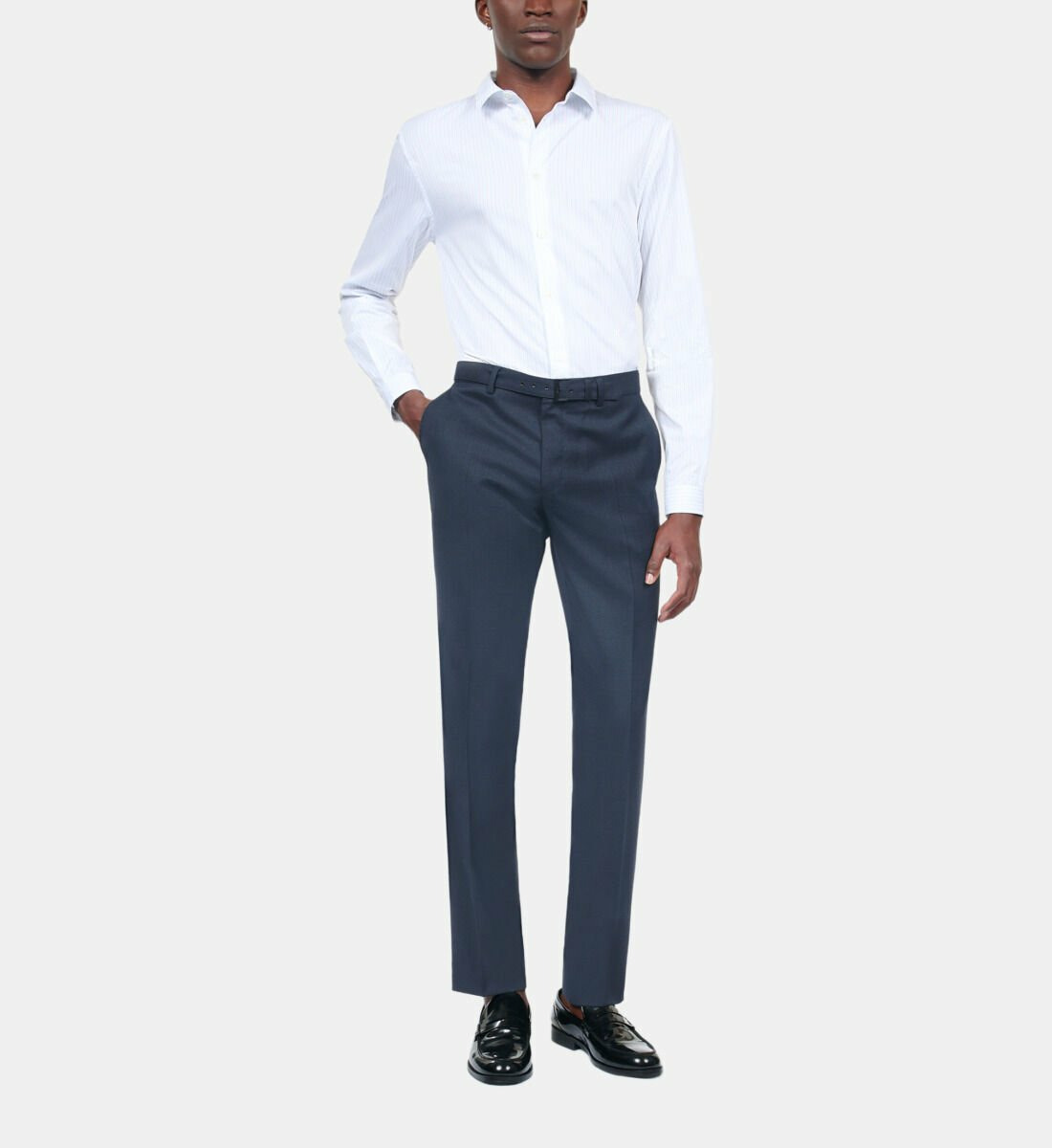 Pantalon De Costume En Laine Bleu Marine Homme
