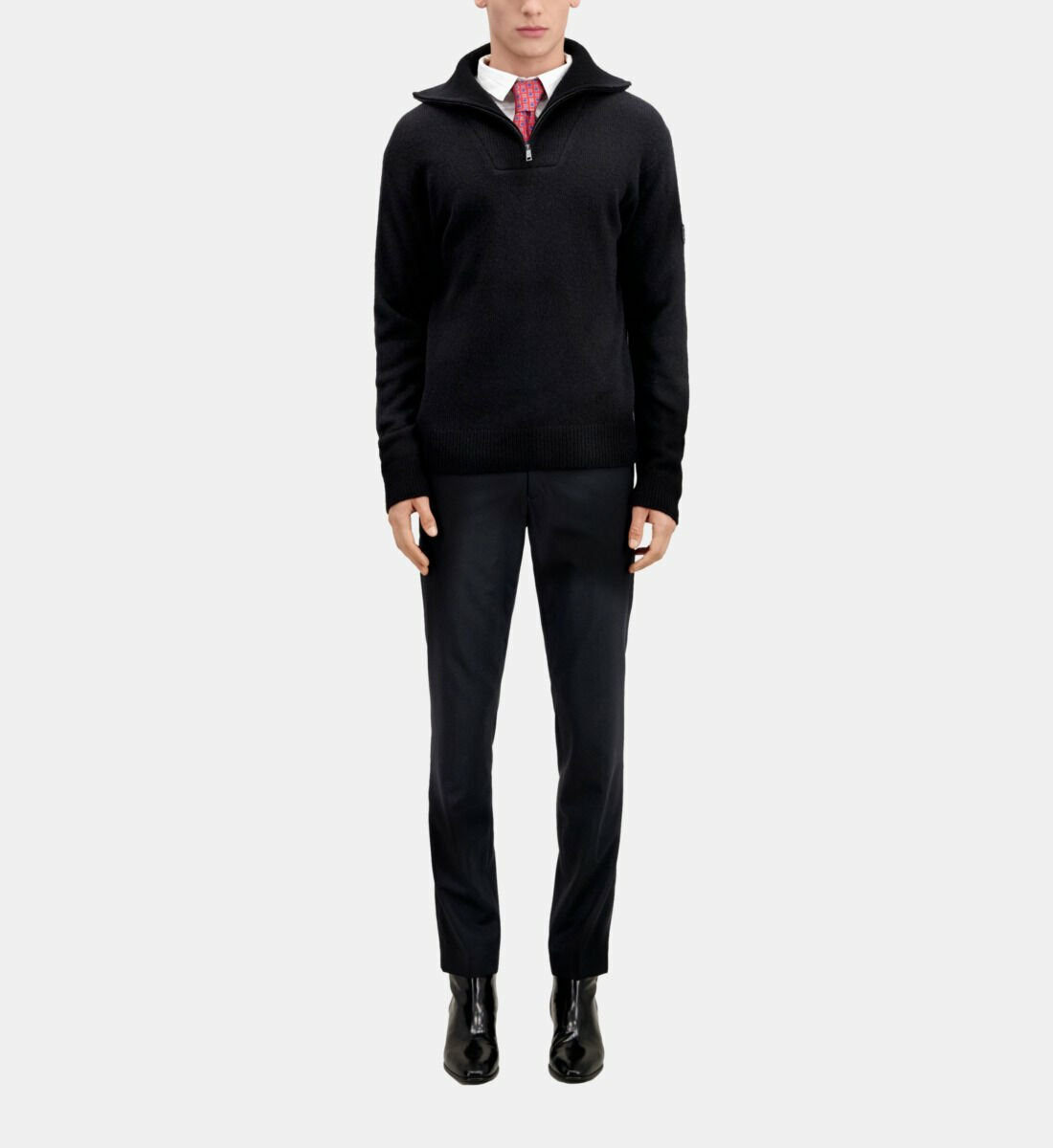 Pull Col Camionneur Avec Patch Canetille Et Details De Zip Homme