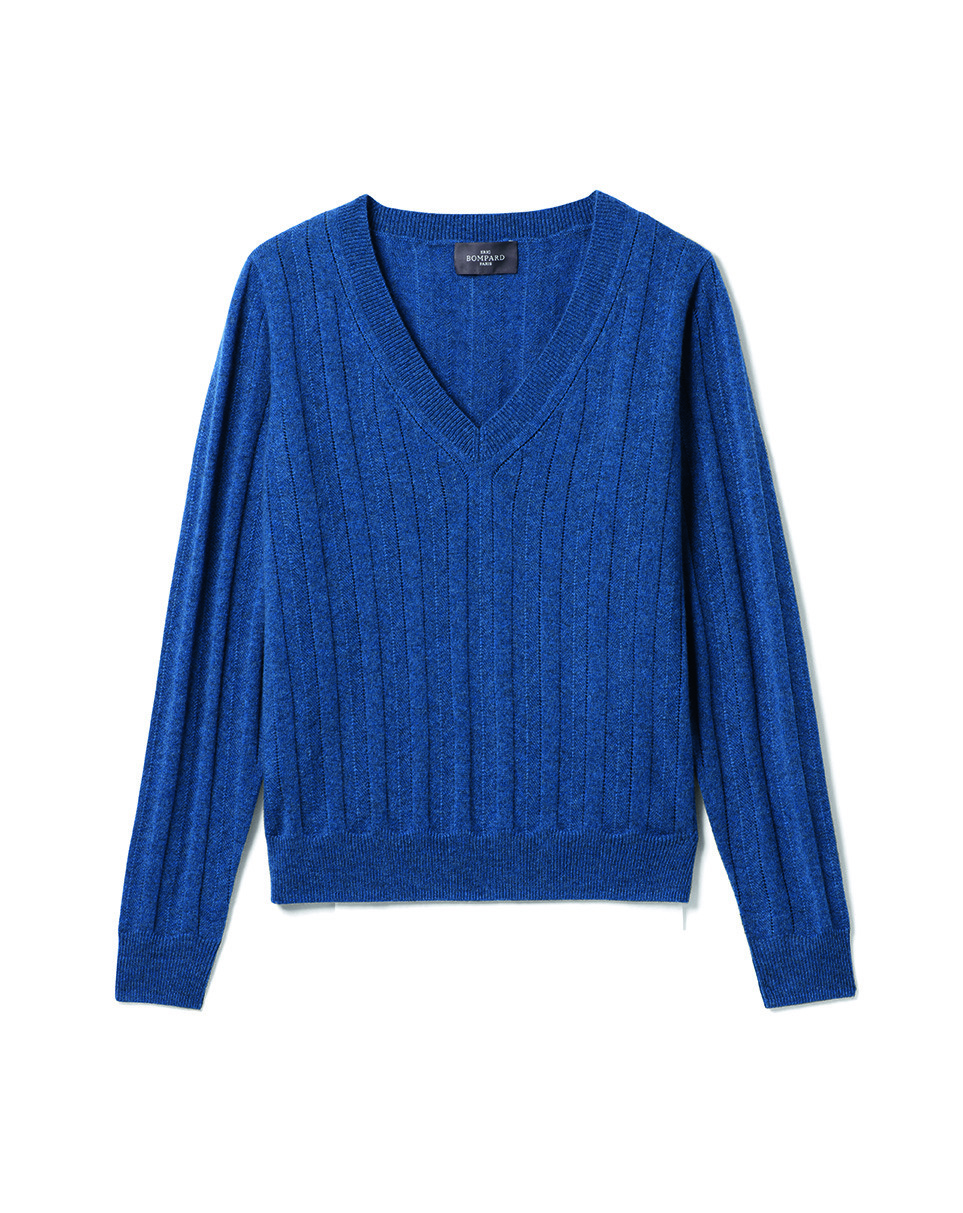 Pull V à chevrons et pointelle - Femme - GEAI