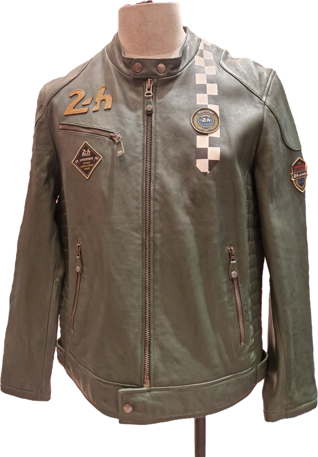 Blouson cuir 24H le mans Edgar vert