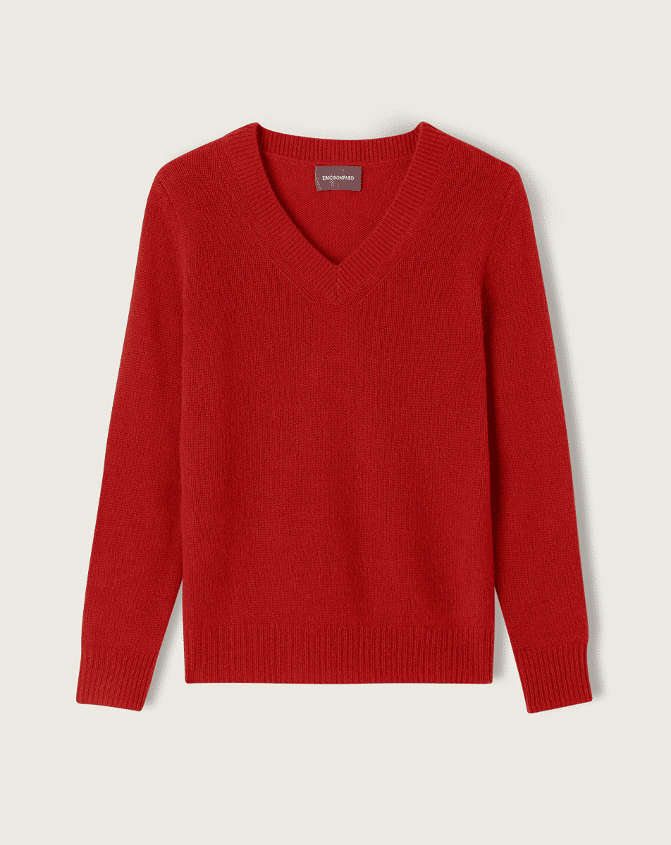 Pull col V - Femme - ROUGE COLLEGE