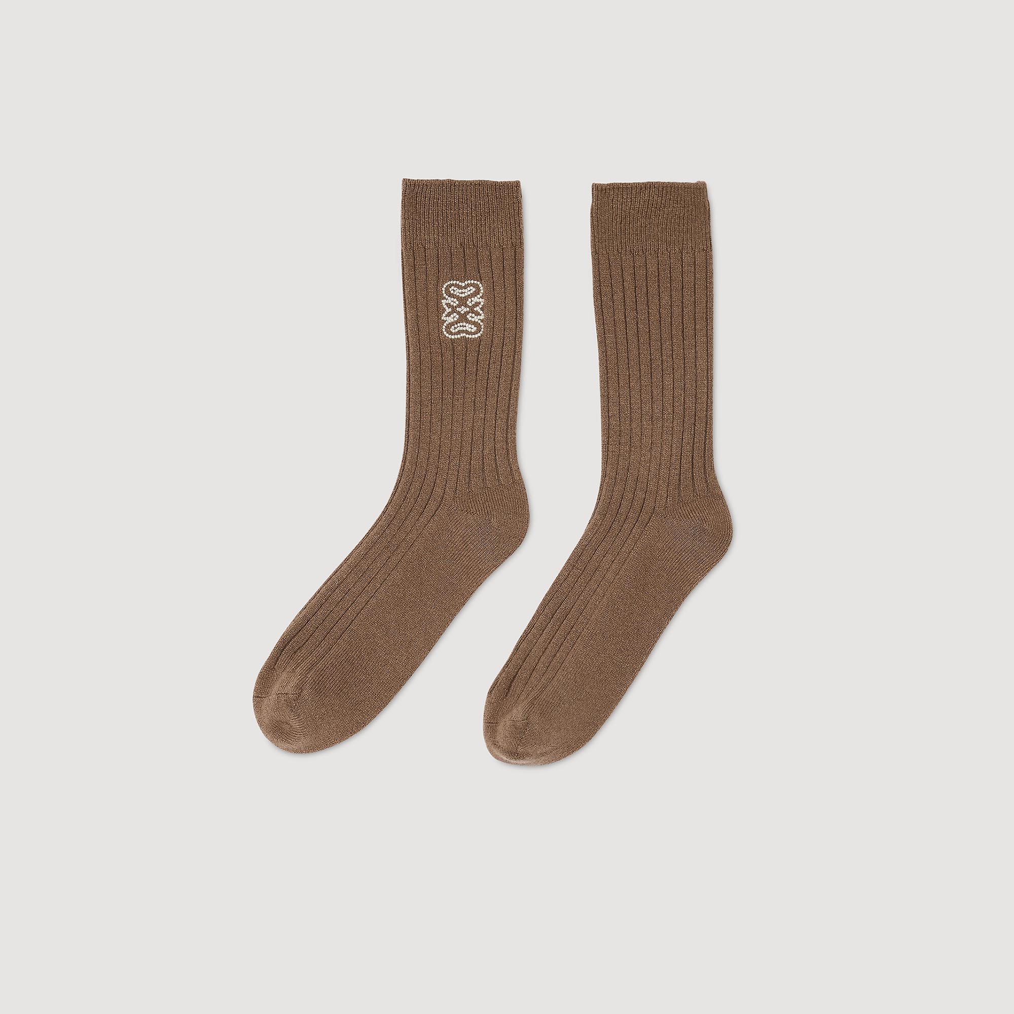 Chaussettes brodées en cachemire