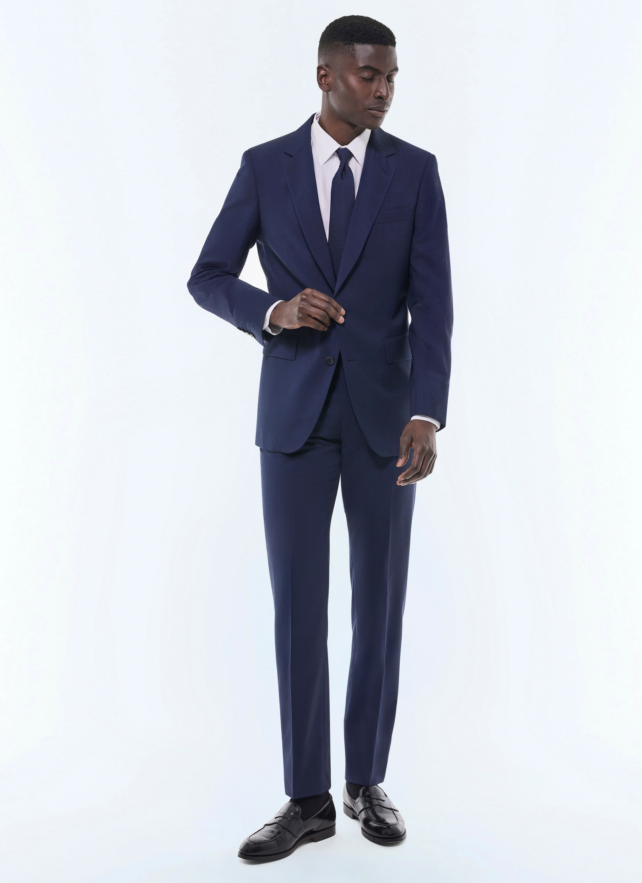 Costume ajusté en laine Prince de Galles