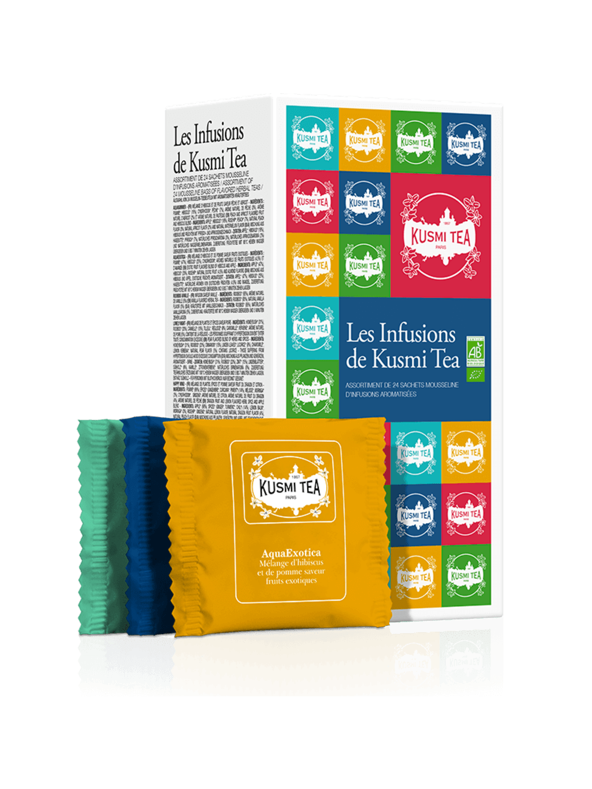 Les infusions de kusmi tea bio - etui carton 24 sachets mousseline-48g
