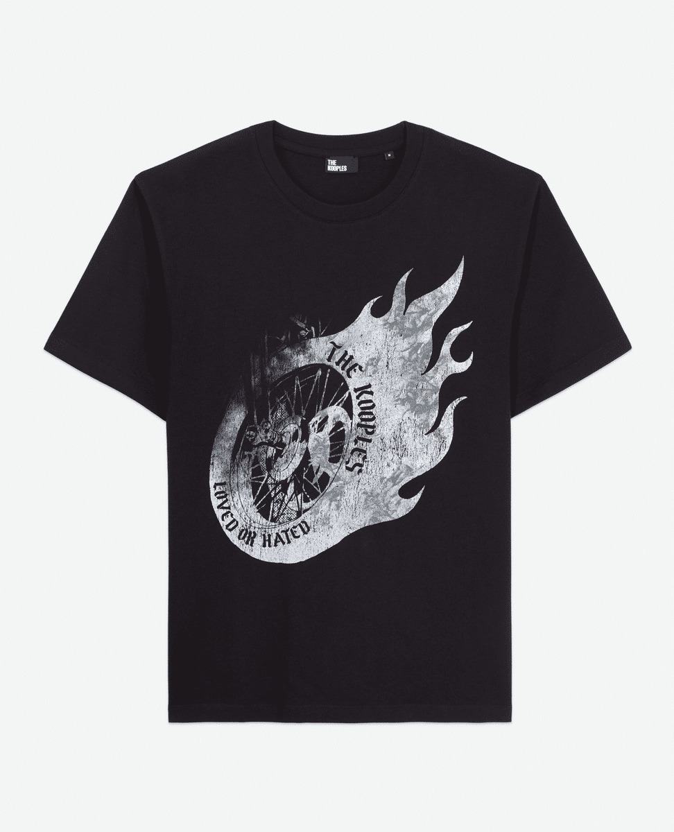 T-Shirt Manches Courtes Avec Print Roue Et Flammes Homme