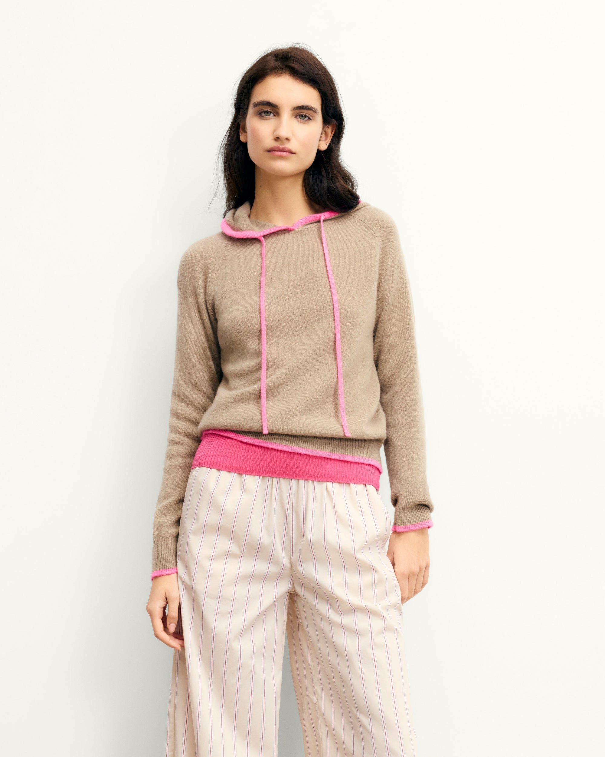 Pull Hoodie Oversize Liserés Contrastes