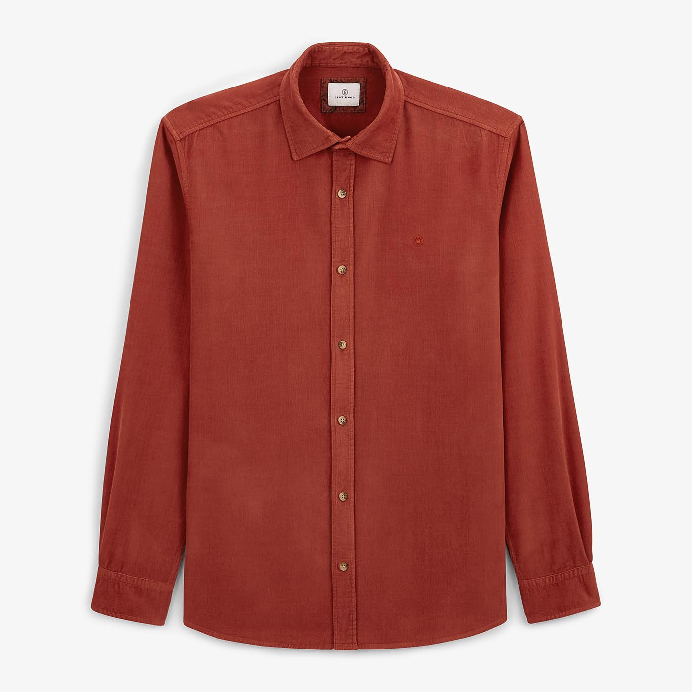 Chemise en velours rouge courge