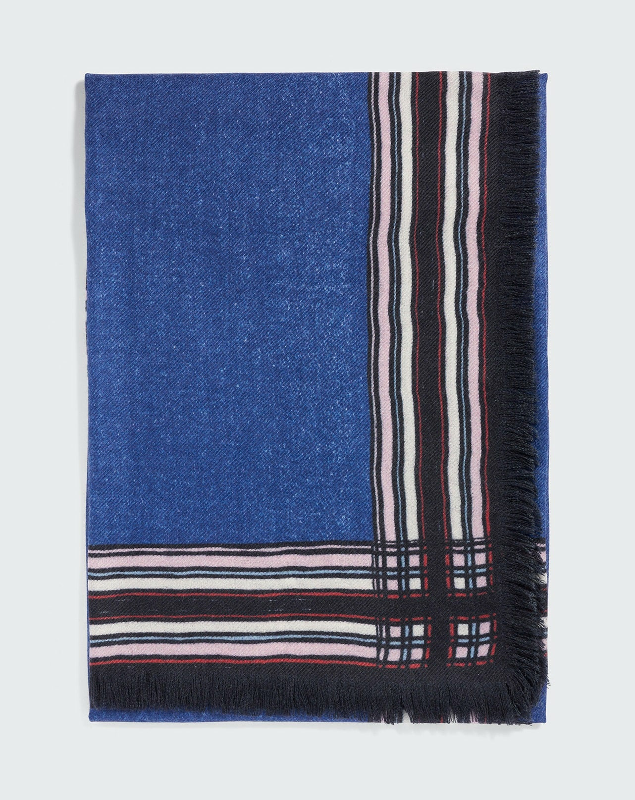 Carré imprimé lisières contrastées - Accessoire - BLEU ATLANTIDE