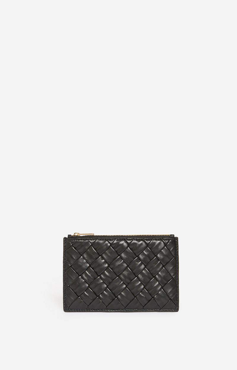 Porte Monnaie En Cuir Tressé Cuir D'agneau Tressé
