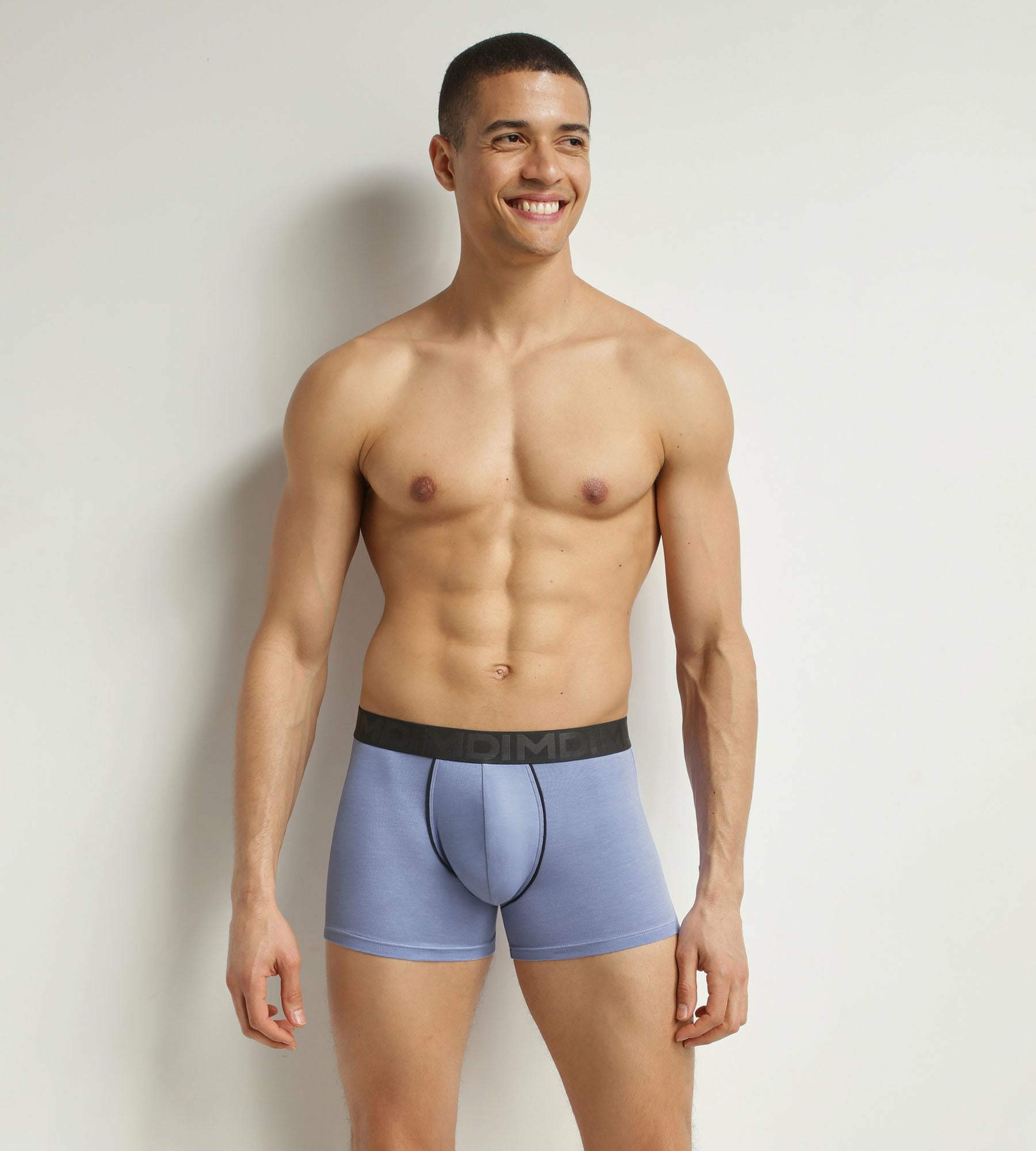 Boxer homme en coton modal à ceinture contrastée Bleu Dim Classic