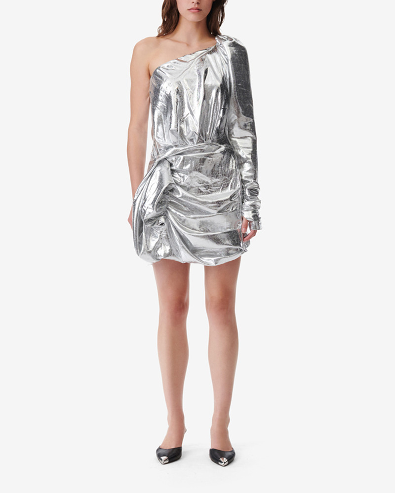 Robe Asymétrique En Lamé De Soie Samuel