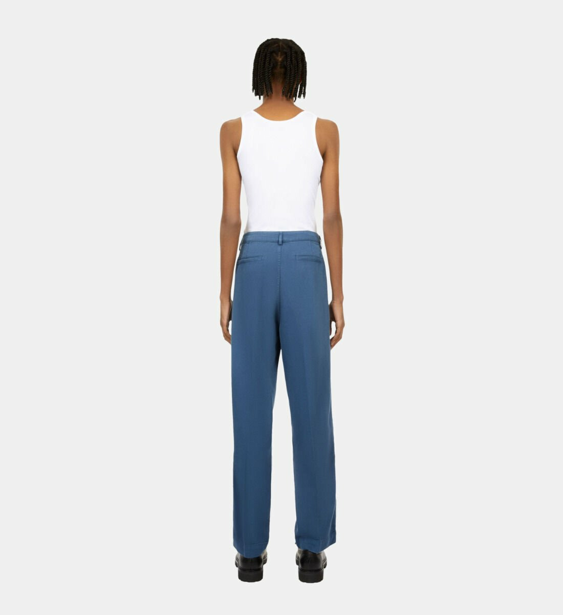 Pantalon Bleu Marine En Coton Et Lin Avec Pinces Homme