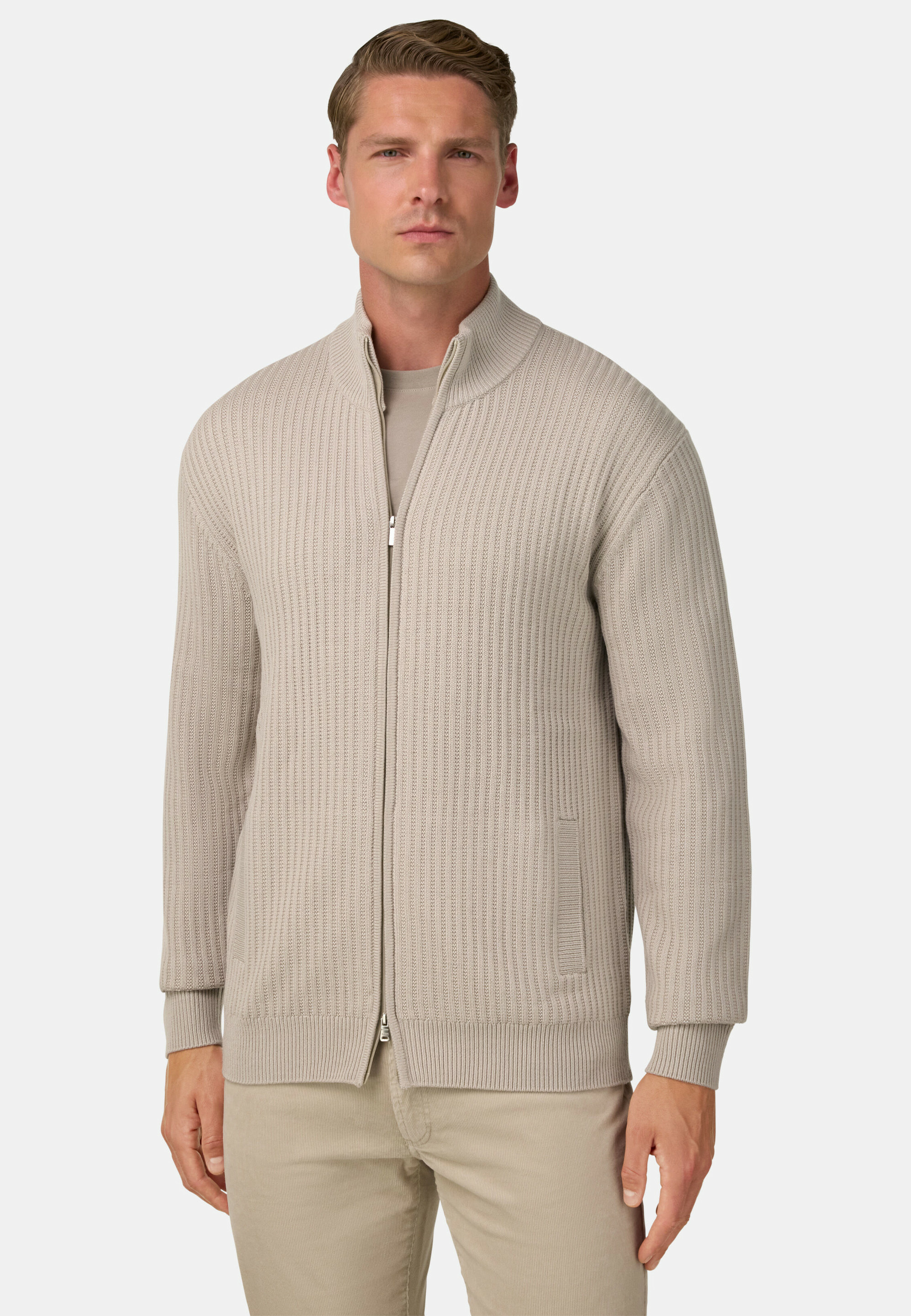 Pull Full Zip En Maille De Laine Mérinos