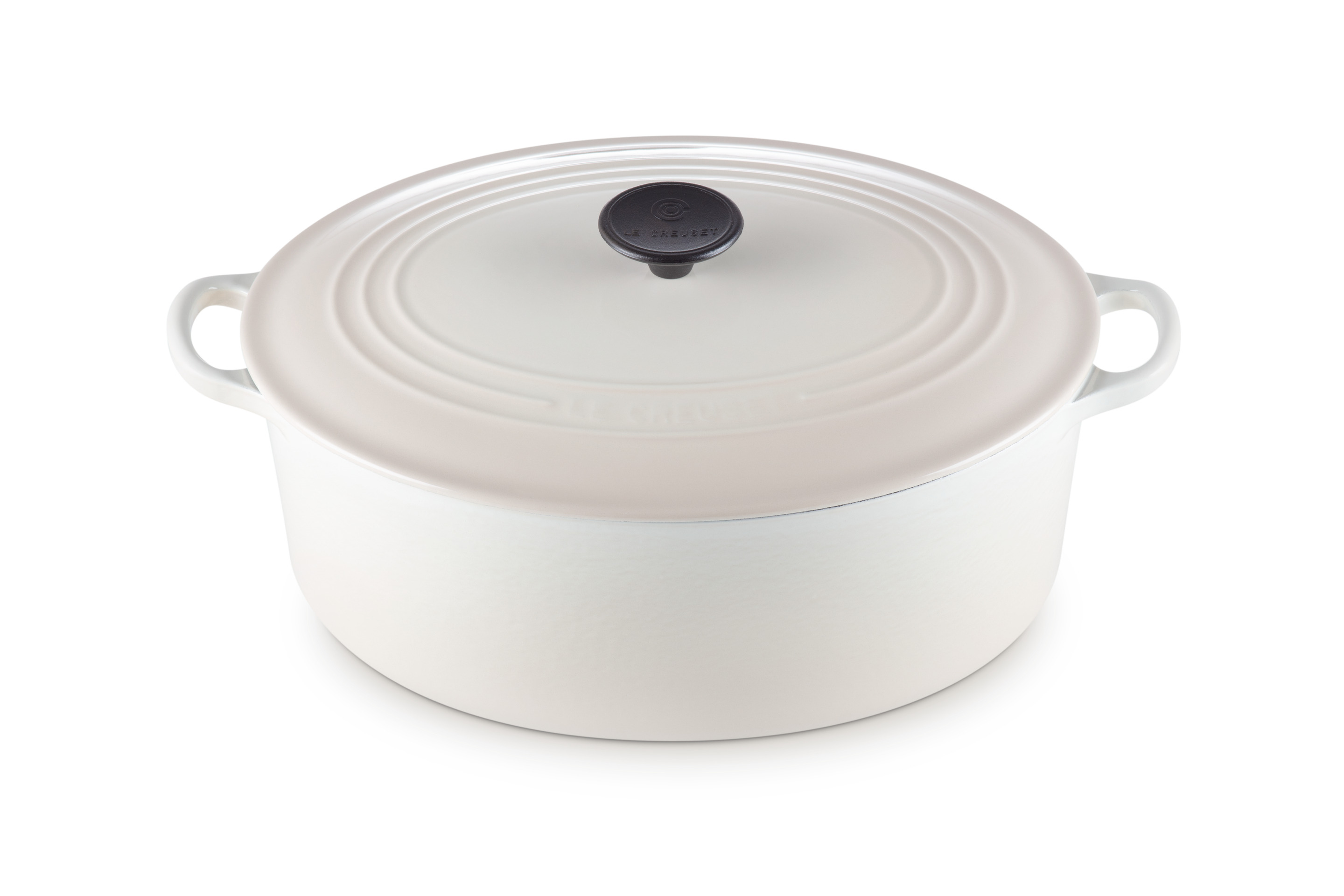 Cocotte ovale 31cm en fonte émaillée meringue*