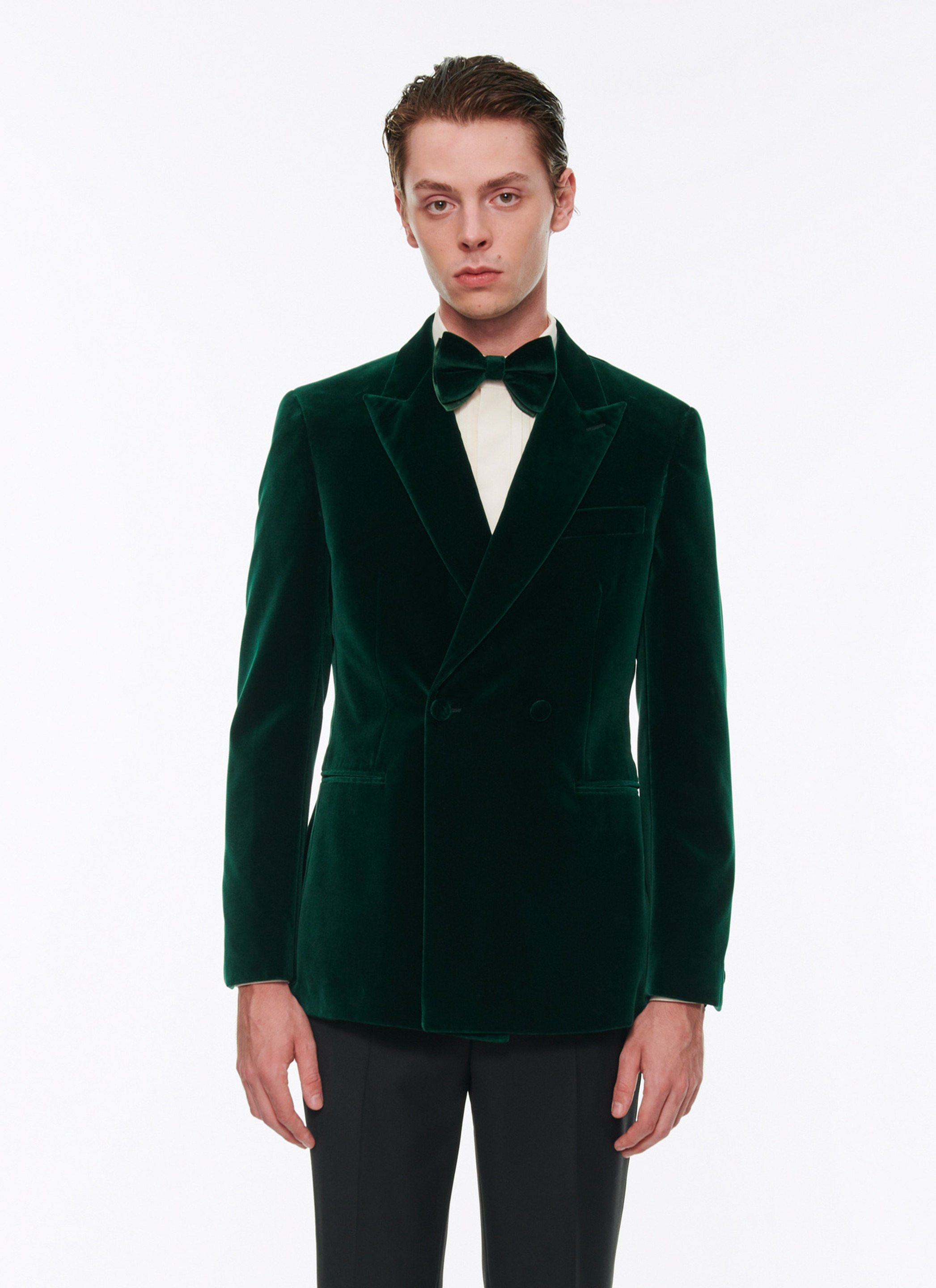 Veste de smoking croisée en velours