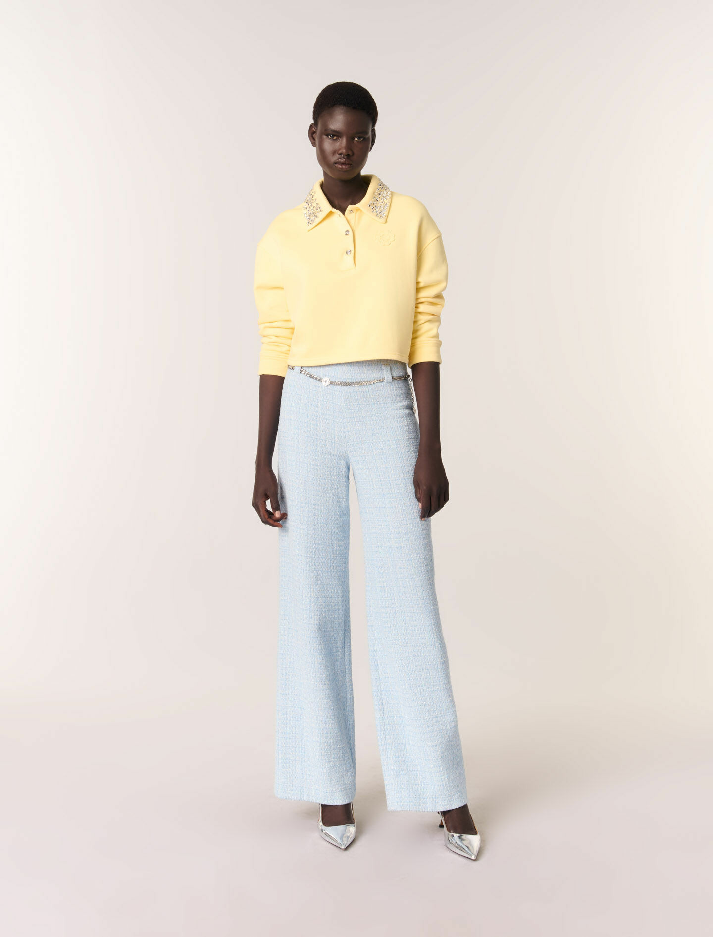 Pantalon en tweed avec ceinture