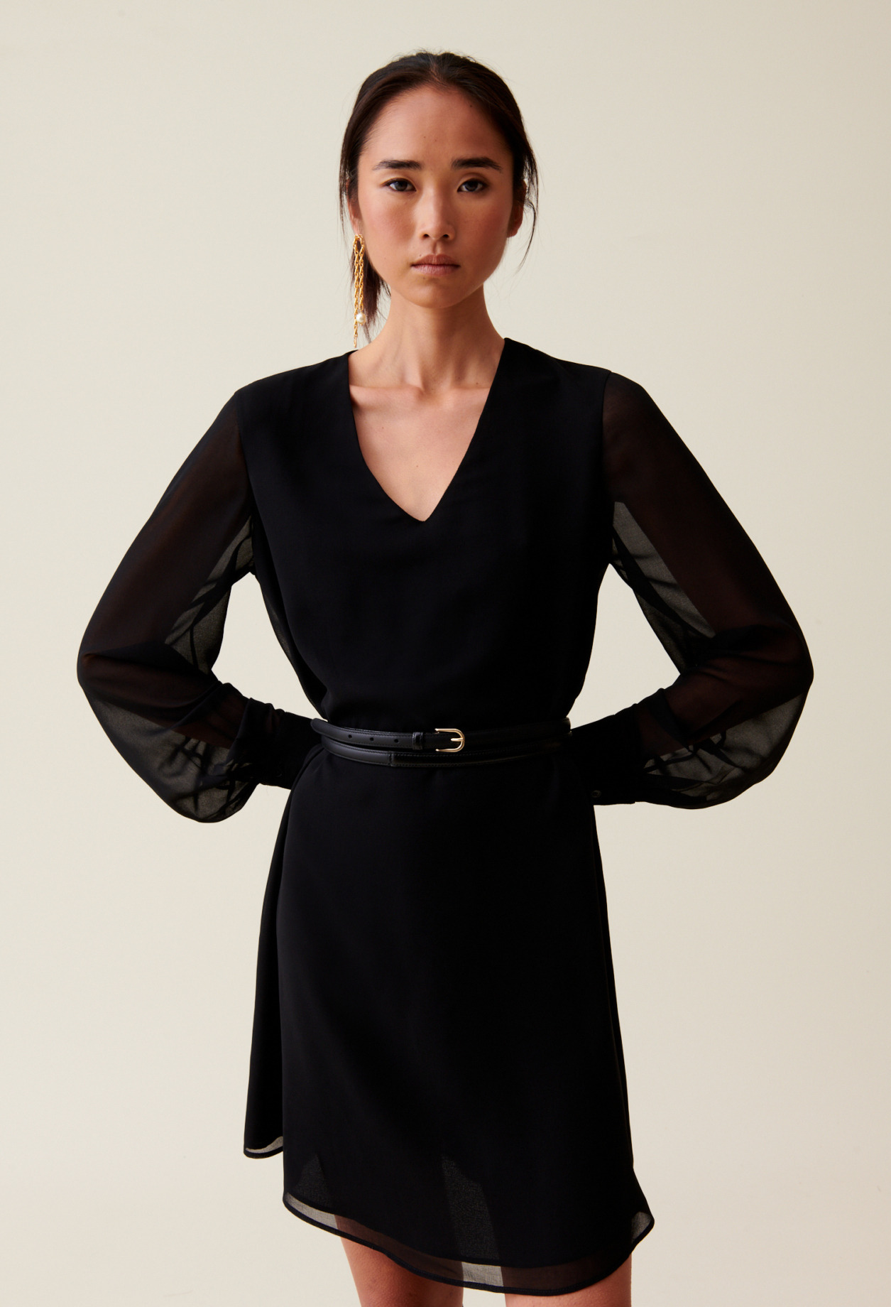 Robe courte fluide babydoll noir