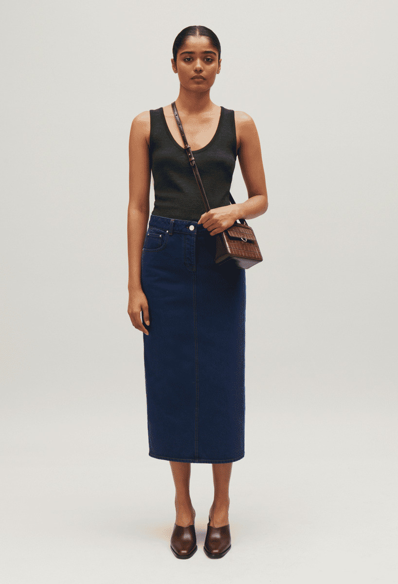 Jupe midi jean bleu