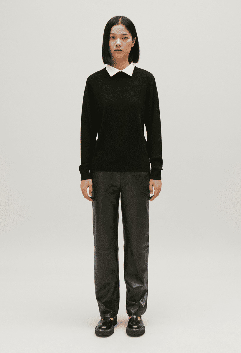Pull laine col montant noir