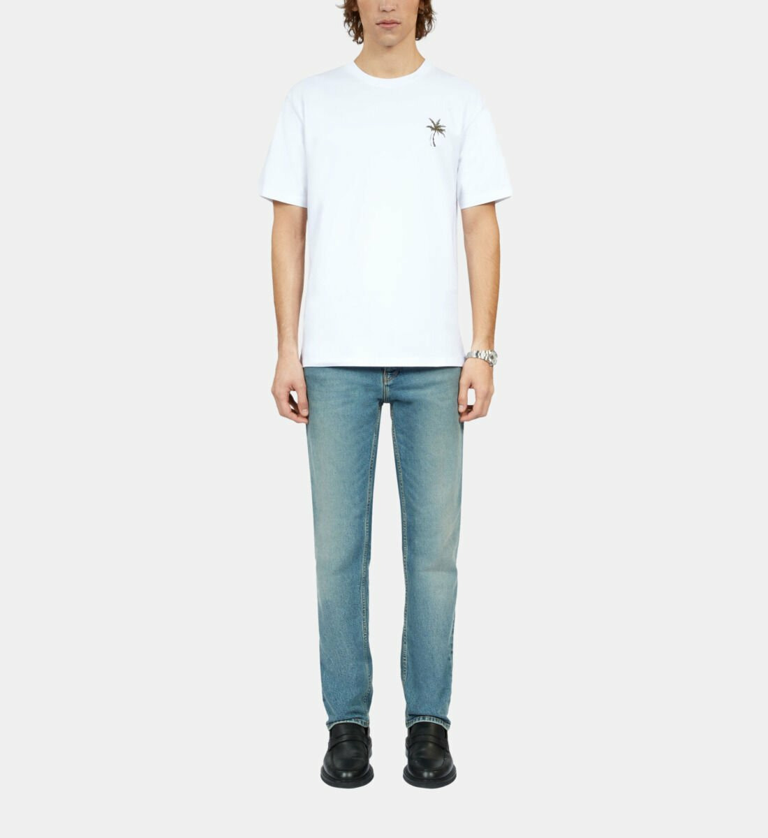 T-Shirt Blanc Avec Broderie Palm Tree Homme