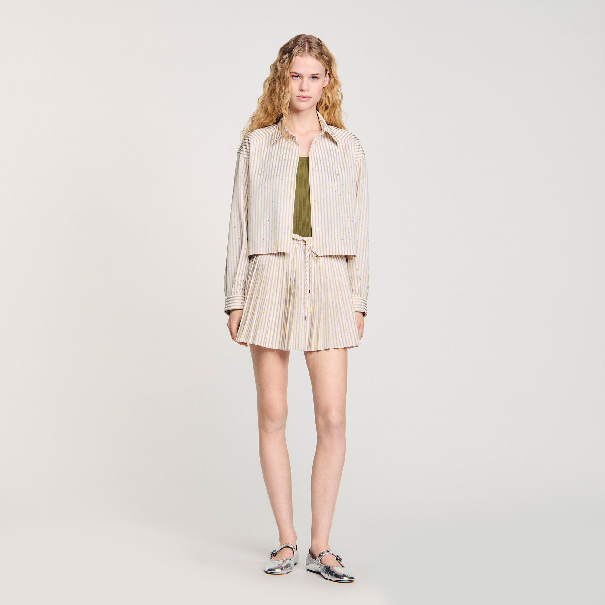 Chemise strassée à rayures