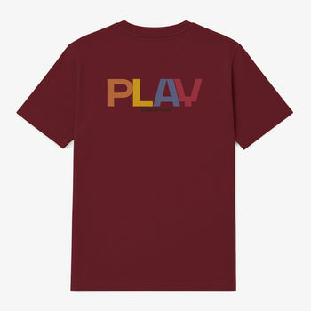 T-shirt manches courtes en coton avec imprimé PLAY dos rouge merlot