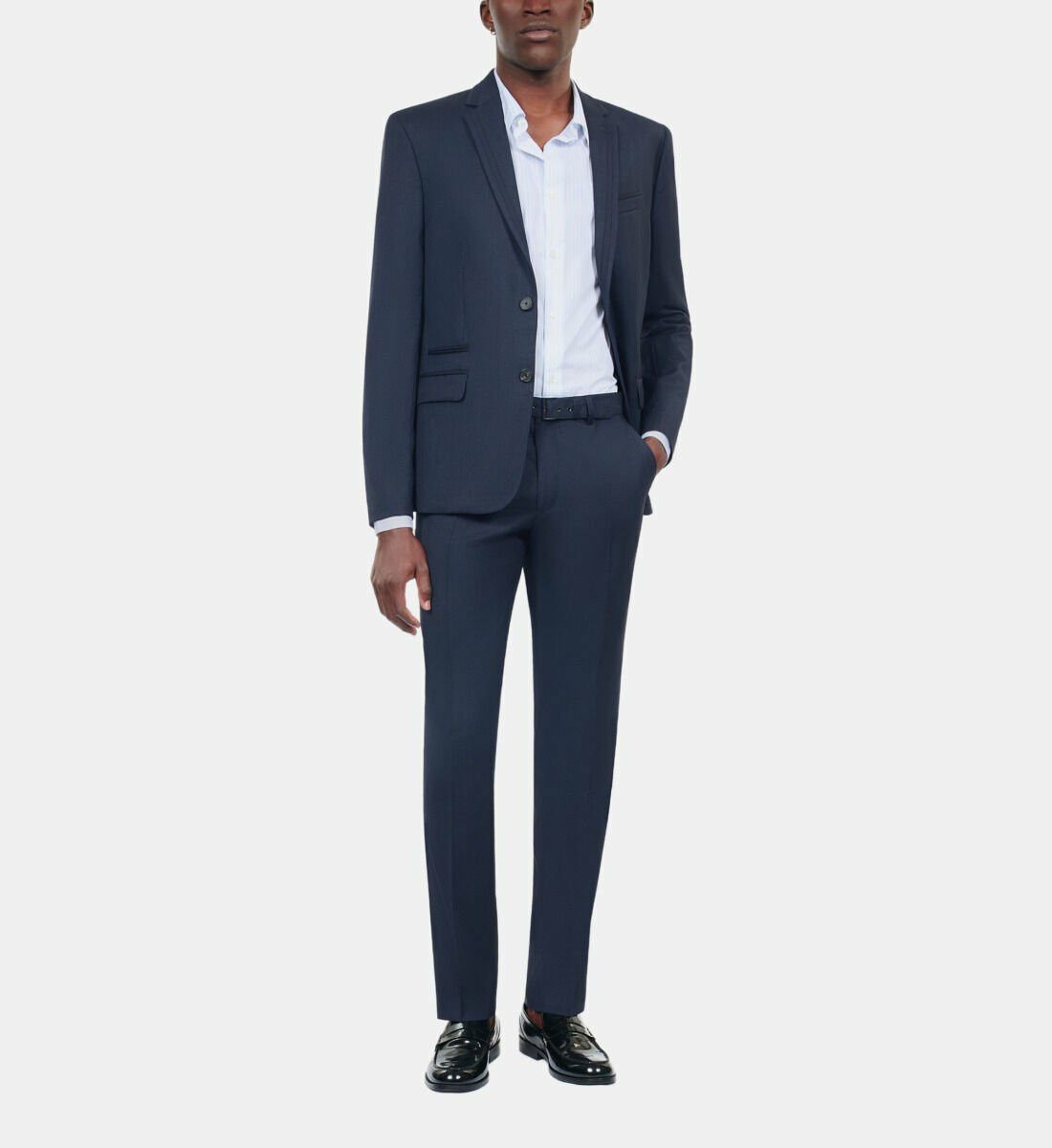 Veste De Costume En Laine Bleu Marine Homme