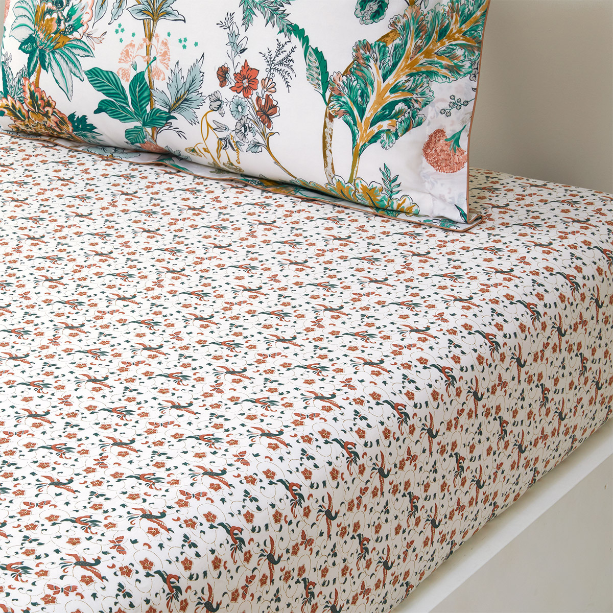 Yves Delorme - Drap housse en batiste de coton orange, Golestan