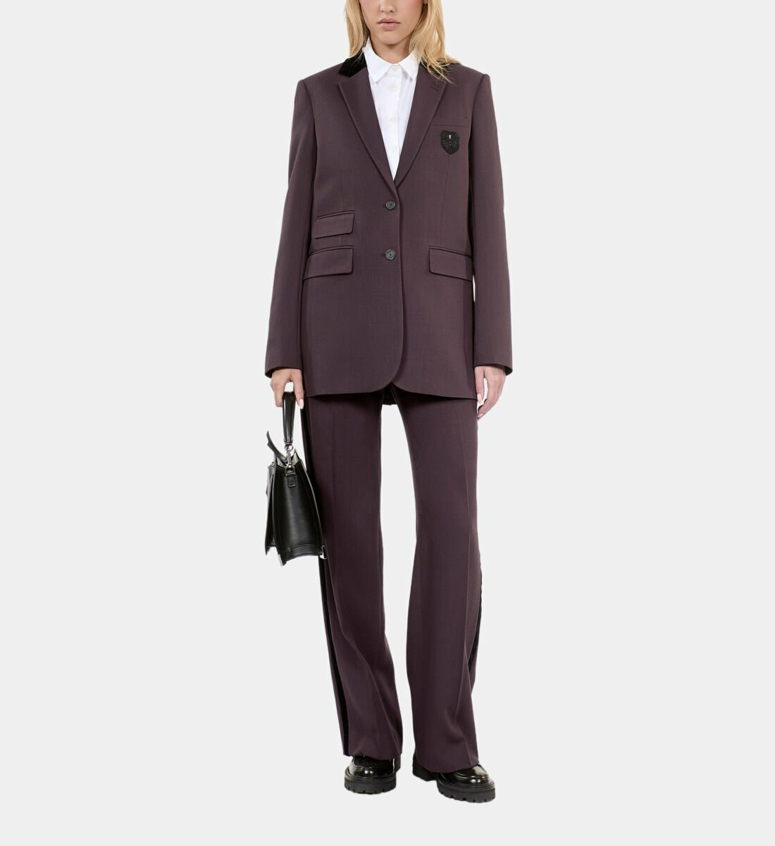 Veste Tailleur En Laine Marron Femme