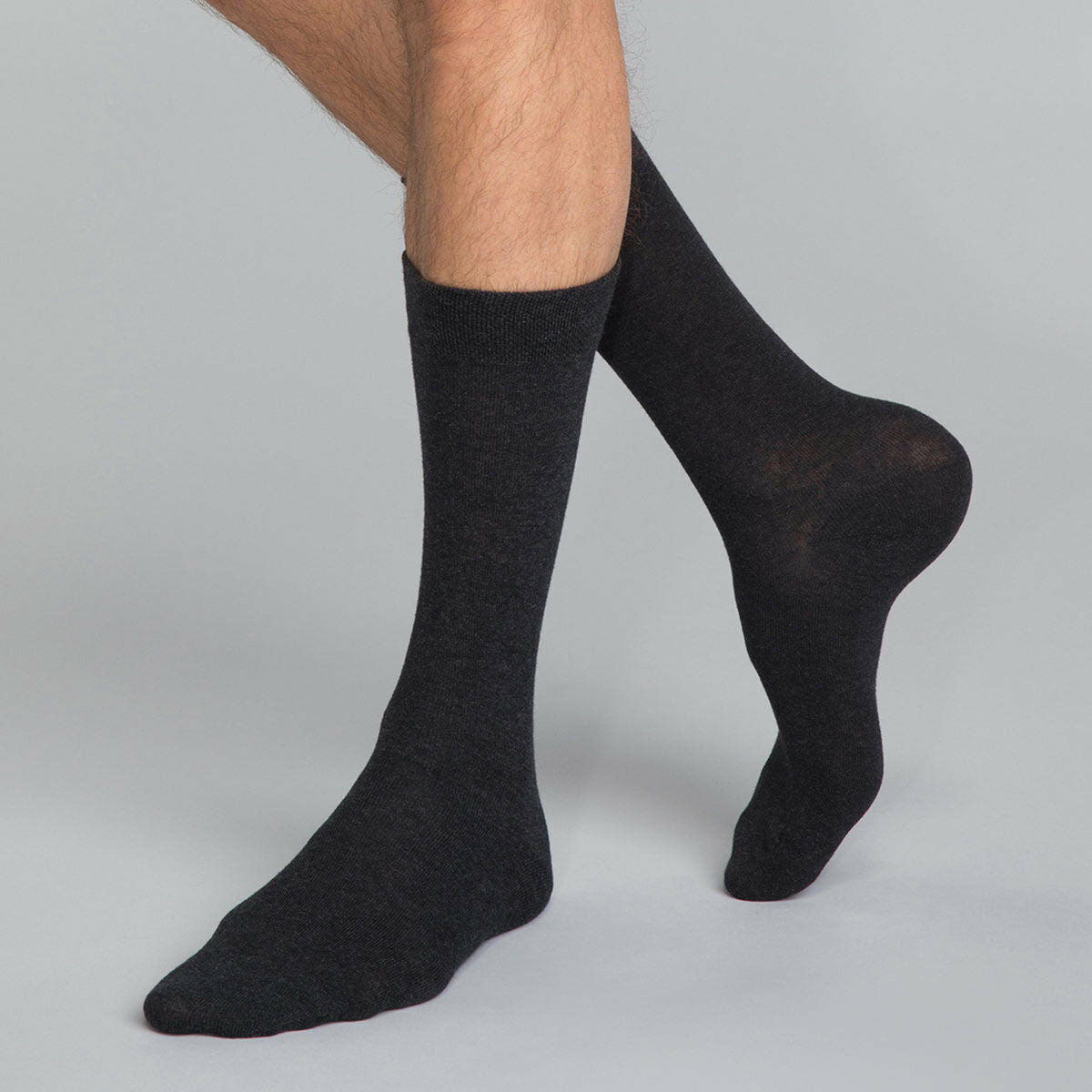 Mi-chaussettes coton X3 anthracite Homme Basic Coton