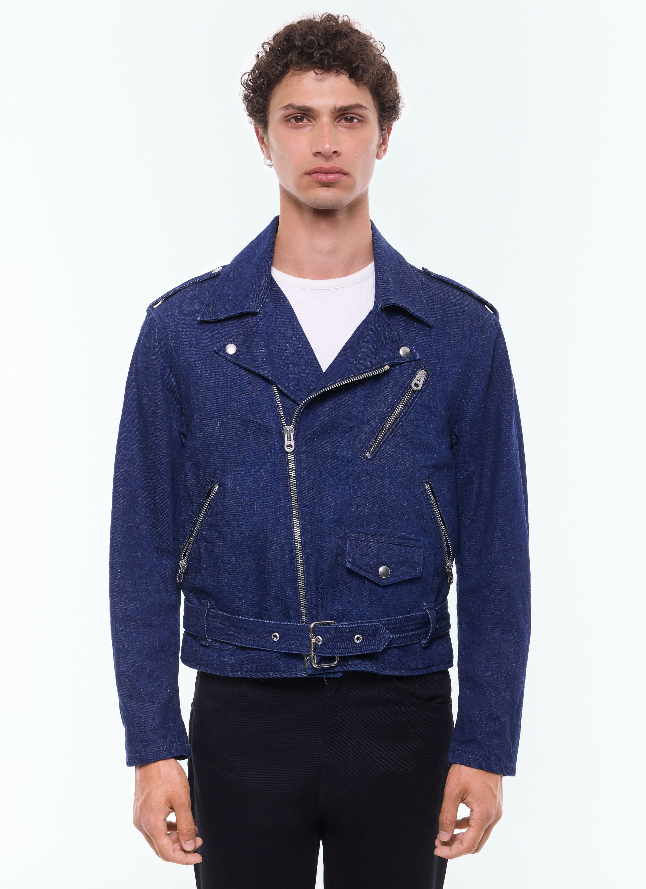 Blouson en denim de coton et lin