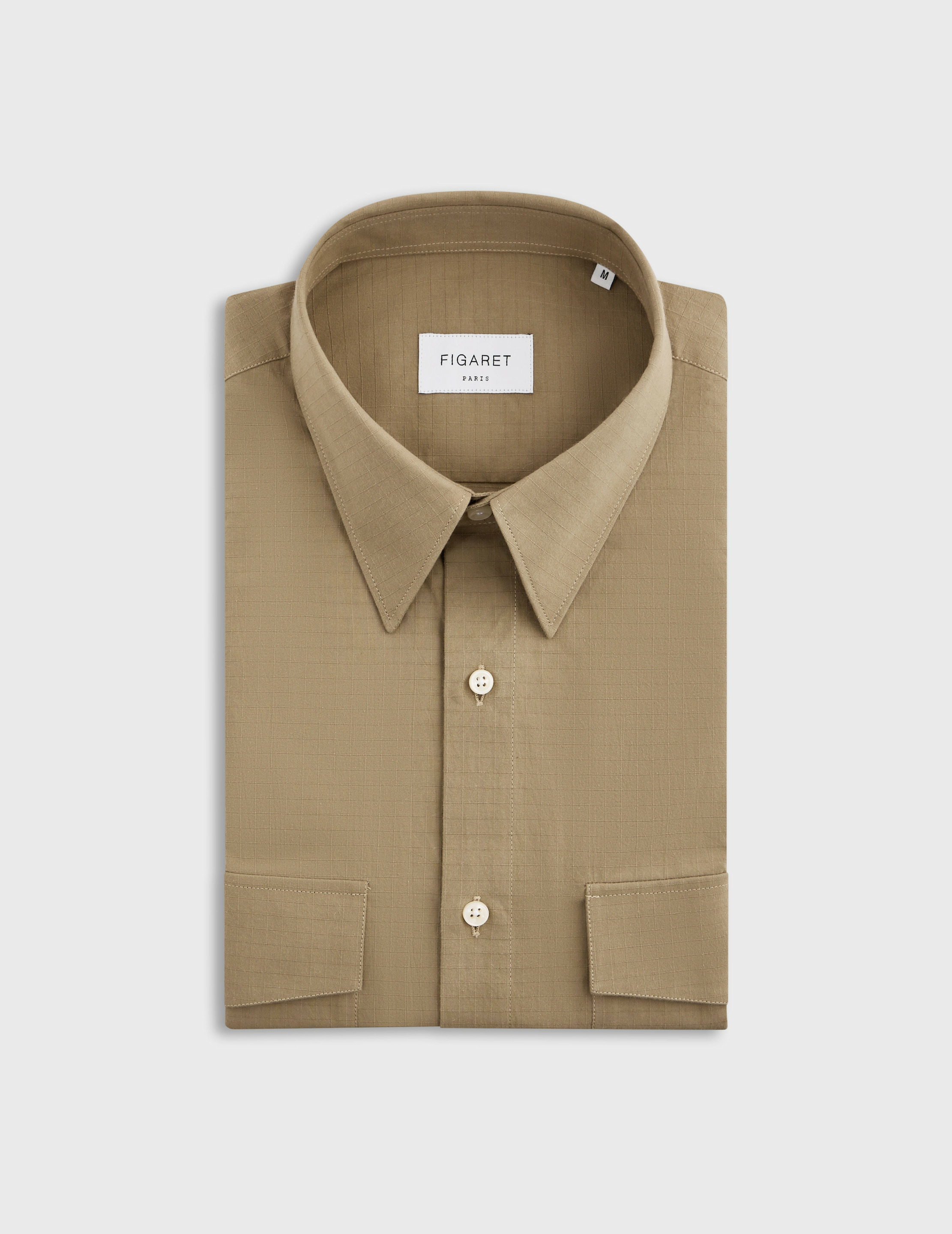 Chemise irwin col prodigieux avec poches poitrine en ripstop uni beige