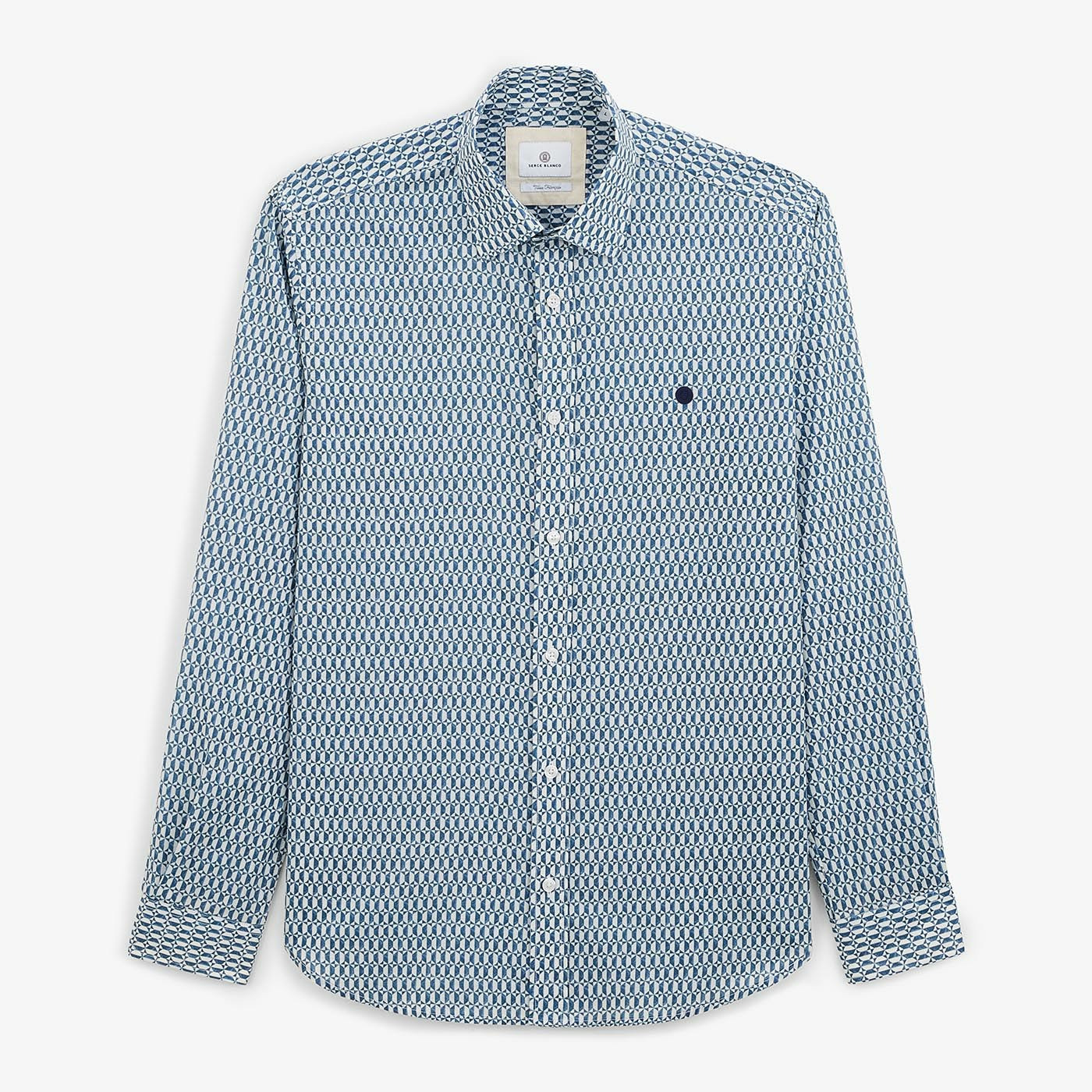 Chemise imprimé géométrique bleu aviateur