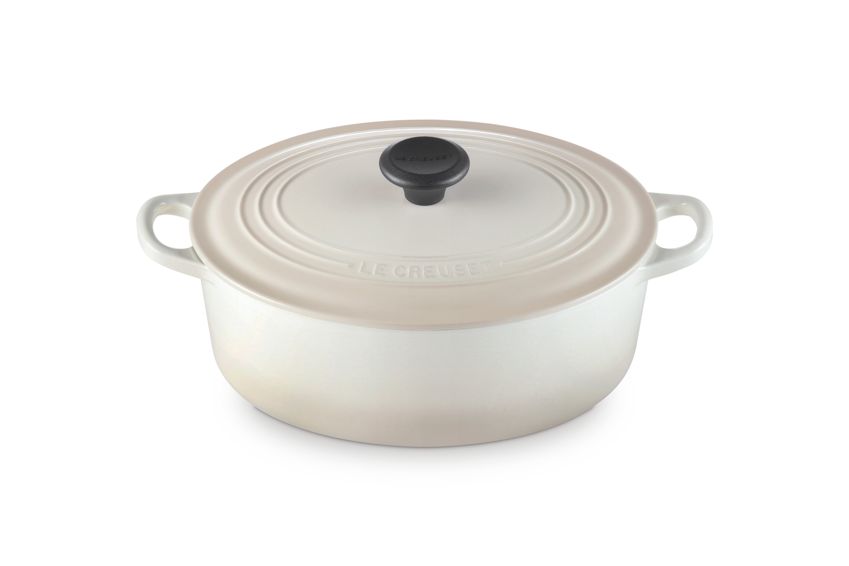 Cocotte ovale 29cm en fonte émaillée meringue
